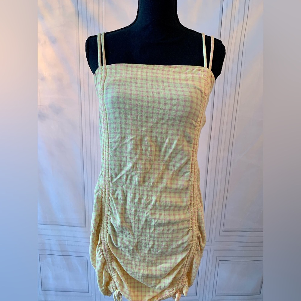 Yellow plaid patterned dress